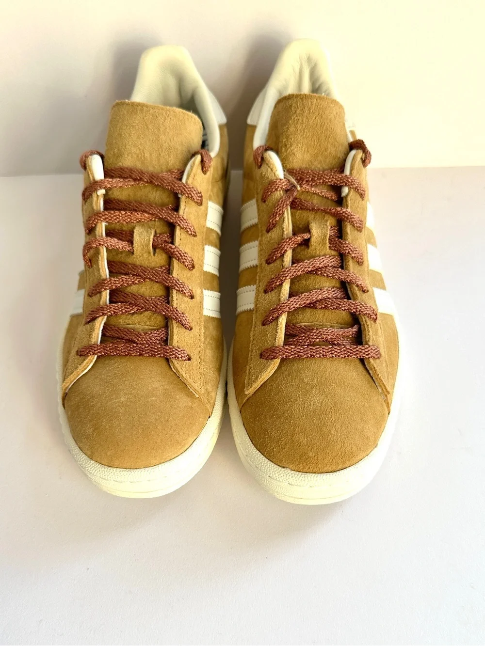 ADIDAS MEN CAMPUS 80s MESA GOLDEN BROWN/WHITE/OFF WHITE SNEAKERS RARE NEW Sz7.5